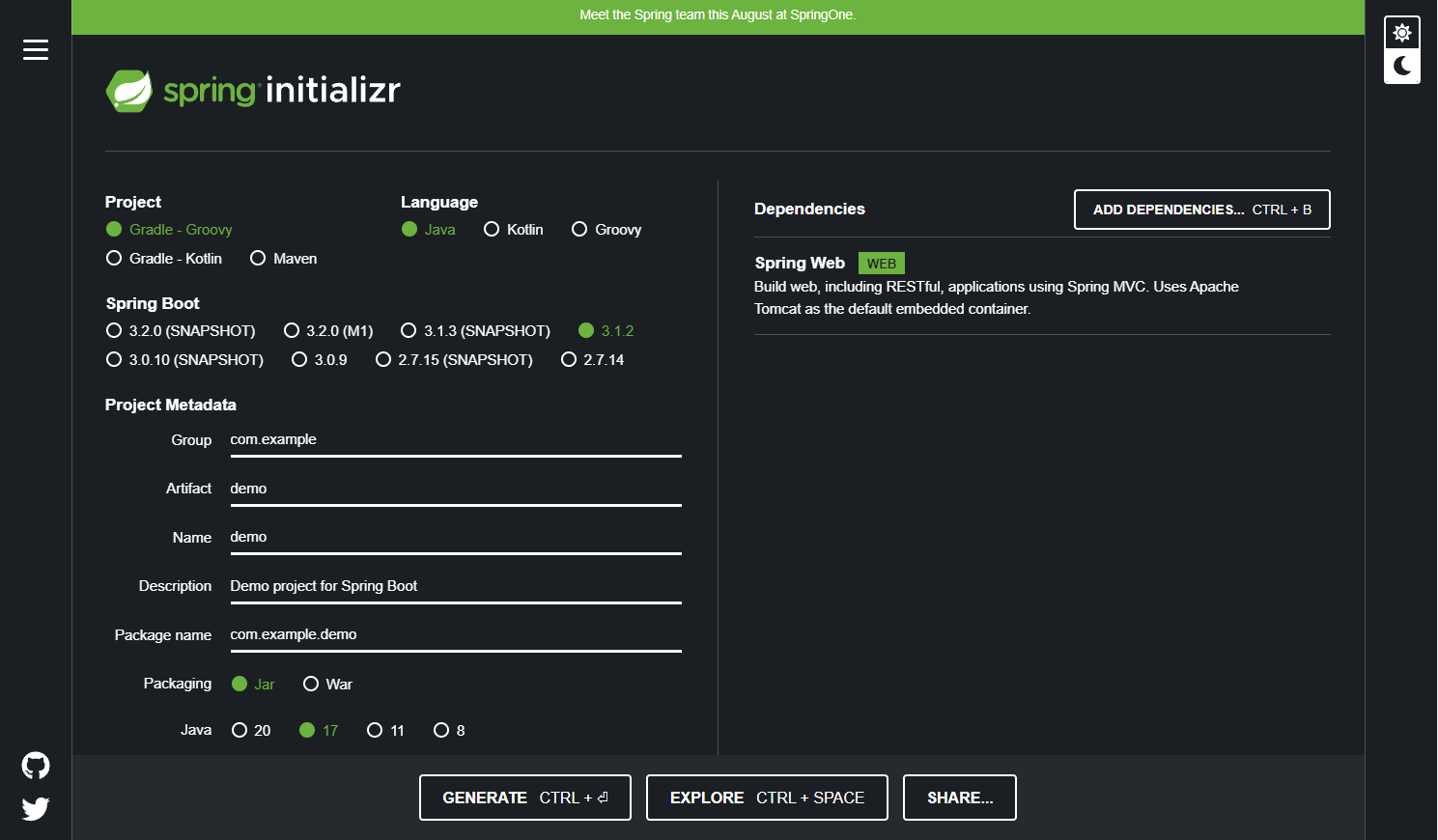 Spring Boot initializer 를 이용해 project 만들기 – CO & CO
